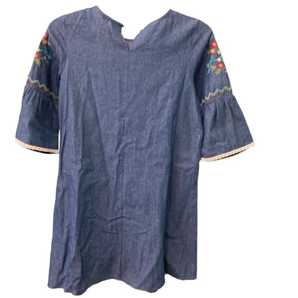 HAYDEN Girls Denim Dress with Embroidery - Picture 2 of 5